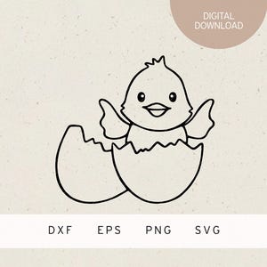 Archivo de trazador | El pollito en el huevo SVG | Archivo DXF | PNG | EPS | Pascua | Primavera | Flores de primavera | Primavera | Saludos de Pascua | huevo de Pascua | Conejo de Pascua