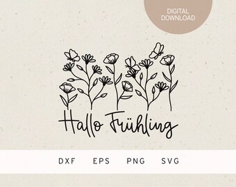 プロッタファイル |こんにちは春 | SVG | DXF | PNG | eps |春の時間 |イースター |イースターバニー | イースターバニー蝶 |花 | 花春の花