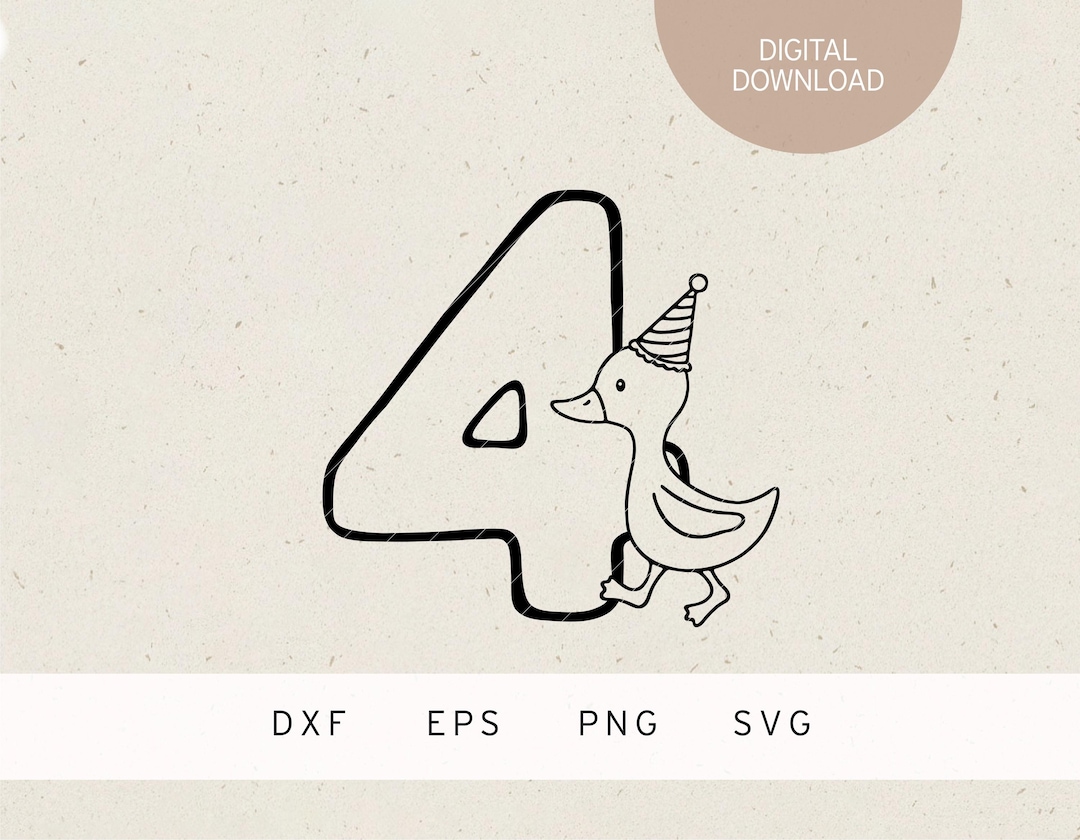 Plotterdatei | 4 Jahre | Ente | SVG | DXF | PNG | Eps | vierter ...
