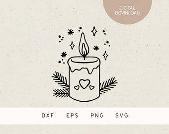 Plotter file | Candle | Fir branches | SVG | DXF | PNG | Eps | Advent light | Advent candle | Fir tree | Winter | Christmas | Home xmas