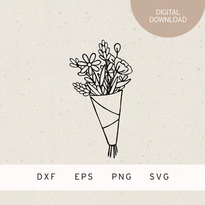 Archivo de trazador | Ramo | SVG | DXF | PNG | Eps | flores | cumpleaños | boda | que te mejores pronto | Gracias | Nacimiento | los amigos aman