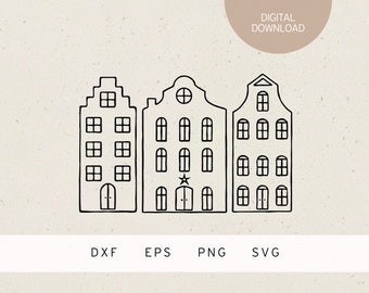 Fichiers de traceur | Maisons de Noël | SVG | DXF | PNG | EPS | Silhouettes | Cricut | Camée | Cliparts | hiver | Noël | Avent | maisons