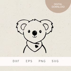 Plotterdatei | Koala mit Halstuch | SVG | DXF | PNG | Eps | Tiere | Koalabär | Wildtier | Liebe | Tierliebe | Baby | Kind | Ostern | Bär