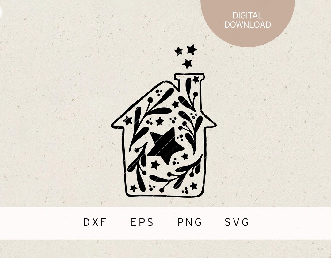Plotter File | House With Christmas Ornaments | SVG | DXF | PNG | Eps ...