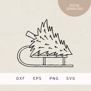 Arquivo plotador | Árvore de natal em trenó | SVG | DXF | PNG | Eps | inverno | Feliz Natal | Advento | Árvore de natal | cartão de Natal