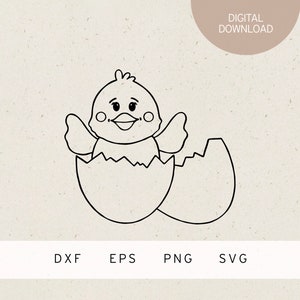 Fichier traceur | poussin | Oeuf de Pâques | SVG | DXF | PNG | EPS | Pâques | enfin le printemps | Lapin de Pâques | joyeuses Pâques | Éclosions de poussins de Pâques | nourrisson