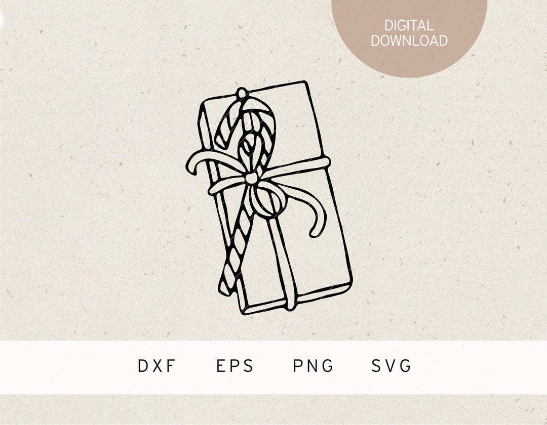 Plotter File | Gift With Candy Cane | SVG | DXF | PNG | Eps | Winter ...