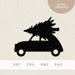 Plotterbestand | Kerstauto | SVG | DXF-bestand | PNG-bestand | EPS | Silhouet | Kerstboom | Sneeuw | Winter | Vrolijk Kerstfeest | Advent | Auto | Kerstmis