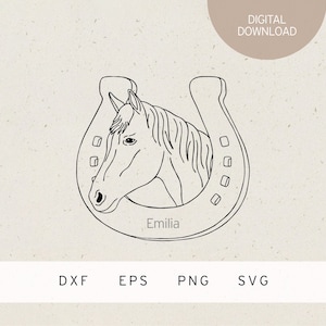 Plotterbestand | Paardenhoofd | Hoefijzer | SVG | DXF | PNG | Eps | paard | Paardenmeisje | paardenstal | paardenhaar | Geschenken | namen | Dieren