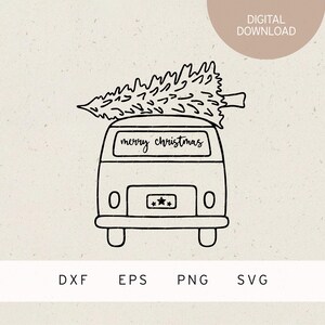Plotterdatei | Retro Van | Tannenbaum | SVG | DXF | PNG | Eps | Winter | Frohe Weihnachten | Advent | Geschenk | Merry Christmas | xmas
