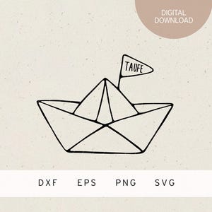 Plotter file | Baptism | Paper Boat | SVG | DXF | PNG | Eps | Church | Christianity | Sacrament | Protestant | Catholic | Godparents | Baby