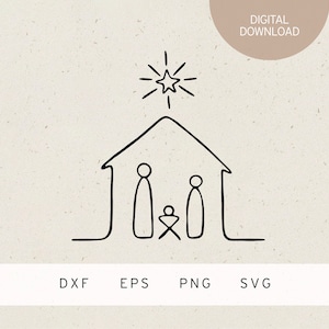File plotter | Presepe di Natale | SVG | DXF | PNG | Eps | Albero di Natale l stella | Cristianesimo | Gesù | Avvento di Natale invernale | Vigilia di Natale