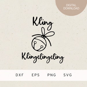 May include: Black and white illustration of a bell with the text "Kling Klingelingling" in a handwritten font.