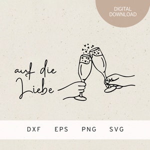Archivo de trazador | sobre el amor | Copas de champán | SVG | DXF | PNG | Eps | boda | matrimonio | matrimonio | Compromiso | corazón | Amor | relación | Pareja casada