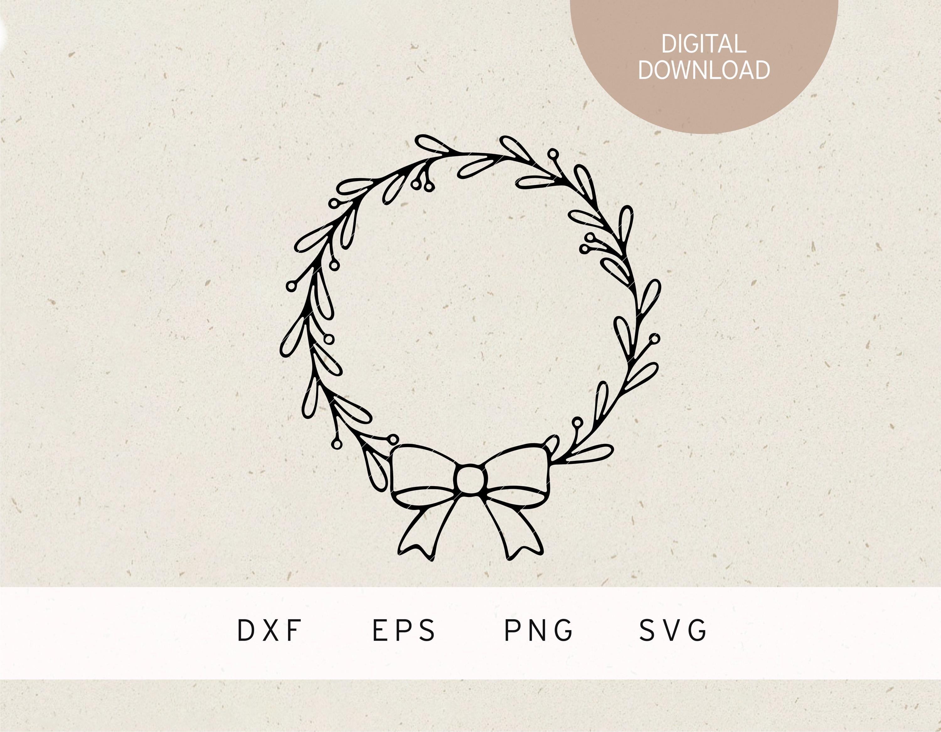 Plotter File | Wreath With Bow | SVG | DXF | PNG | Eps | Winter Door ...