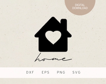 plotter file | home | house with heart | home | SVG | DXF | PNG | Eps | wall decoration | home | family | apartment | spring | houses | love