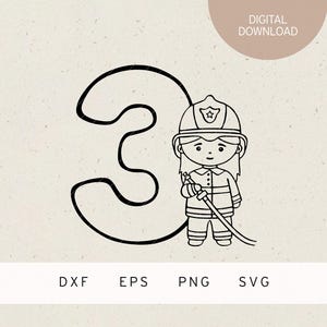 Plotterdatei | 3 | Feuerwehrmädchen | SVG | DXF | PNG | Eps | Feuerwehrfrau | Feuerwehr Kindergeburtstag | 3. Geburtstag Einladung Tatütata