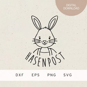 Archivo de trazador | Correo de conejo | Conejo de Pascua | SVG | Archivo DXF | PNG | EPS | Felices Pascuas | Primavera | lindo conejito Primavera | Tarjeta de felicitación de Pascua