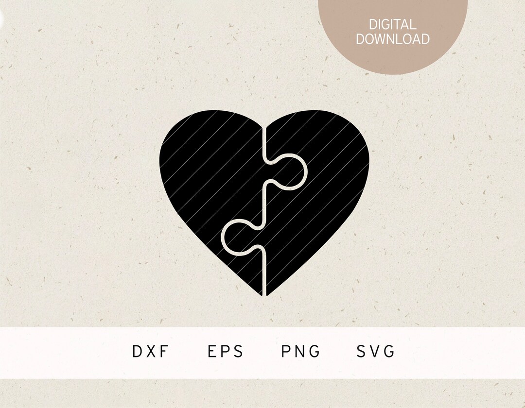 Plotter File | Heart Puzzle Pieces | SVG | DXF | PNG | Eps | Wedding ...