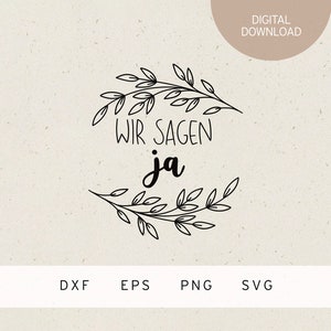 Archivo de trazador | decimos que sí | SVG | DXF | PNG | Eps | diciendo | Pareja casada | Regalo de matrimonio matrimonio | luna de miel | Amor del corazón | marido esposa