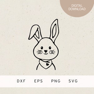 Plotterdatei | Hase mit Halstuch | SVG | DXF | PNG | Eps | Tiere | Haustier | Häschen | Wald Tier | Liebe | Tierliebe | Baby | Kind | Ostern