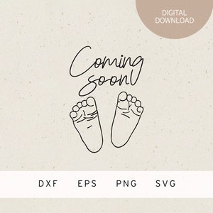 Fichier traceur | à venir | Pieds de bébé | SVG | DXF | PNG | EPS | naissance | Bébé | Nouveau-né | Annonce de grossesse | Amour | Momie