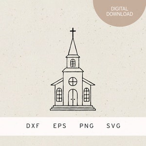 Plotter file | Church | SVG | DXF | PNG | Eps | Religion | Christianity Sacrament | Protestant Catholic | Godparents | Christening | Wedding