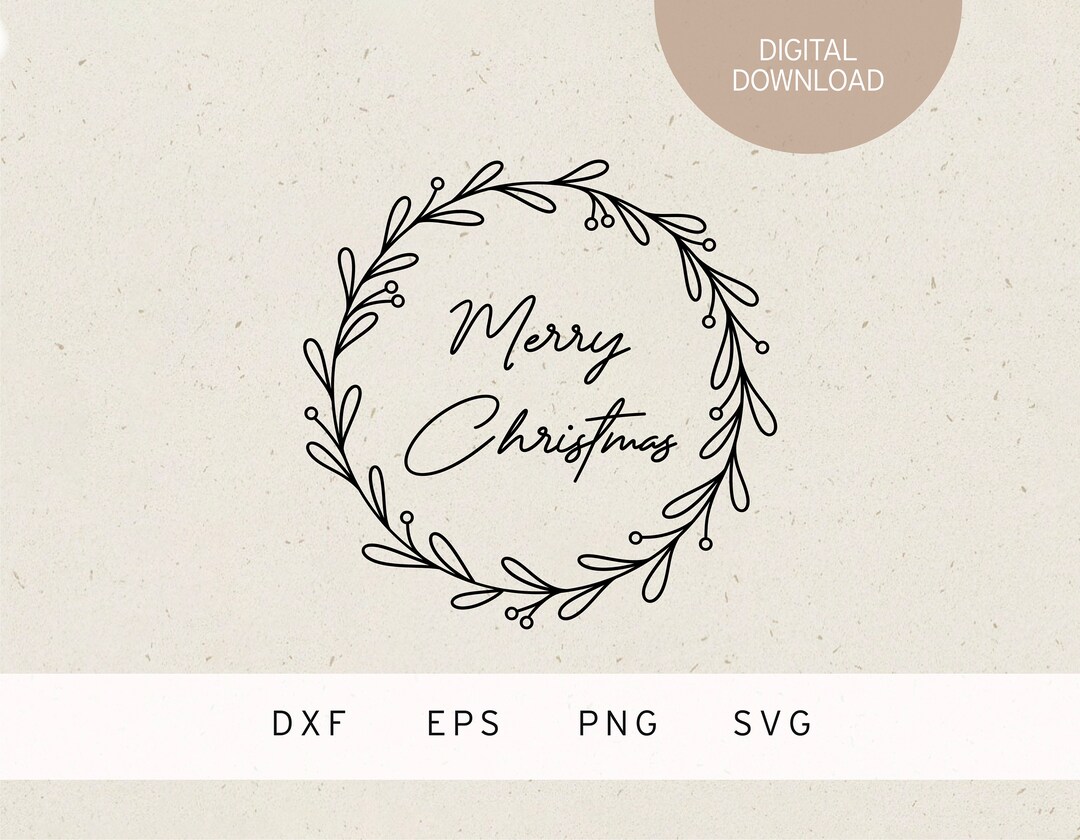 Plotter File | Merry Christmas | Wreath | SVG | DXF | PNG | Eps ...