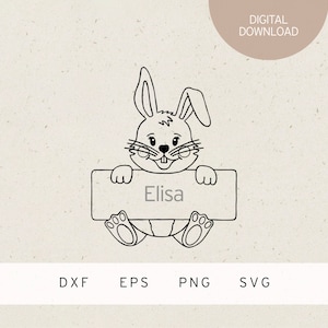 Plotterdatei | Hase mit Namensschild | SVG | DXF | PNG | Eps | Ostern | endlich Frühling | Osterzeit | frohe Ostern | Osterhase | Name