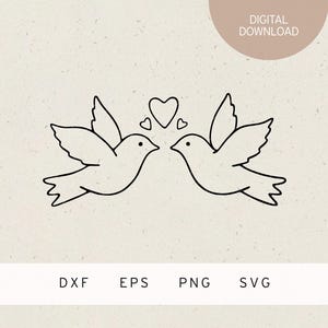 Archivo de trazador | Palomas | Corazones | SVG | Archivo DXF | PNG | EPS | Boda | Boda | pareja casada | Matrimonio Matrimonio | Regalo | marido esposa | Amor de corazón
