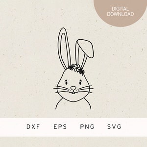Plotterdatei | Hasen-Mädchen | SVG | DXF | PNG | Eps | Hase | Blumenkranz | Frühling | Frühlingserwachen | Osterhase | Ostersuche | Geschenk