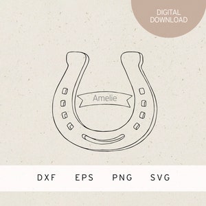 Plotter file | horseshoe | with name | SVG | DXF | PNG | Eps | lucky charm | luck | gift | friends | family | baby | wedding | horse love