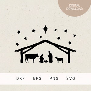 Plotterdatei | Stall von Bethlehem | Weihnachtskrippe |  SVG | DXF | PNG | Eps l Stern | Christentum | Jesus | Winter | Weihnachten | Advent