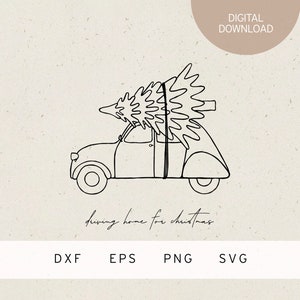 plotter file | christmas car | SVG | DXF | PNG | Eps | Cricut | fir tree | snow | winter | christmas | advent | xmas | home | cozy | family