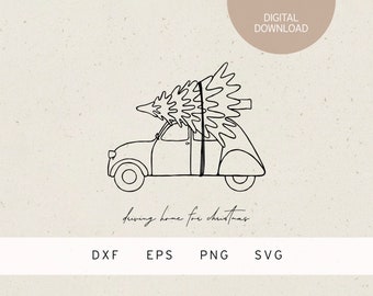 plotter file | christmas car | SVG | DXF | PNG | Eps | Cricut | fir tree | snow | winter | christmas | advent | xmas | home | cozy | family