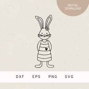 fichier traceur | fille lapin | SVG | Format DXF | PNG | EPS | Joyeuses Pâques | Printemps | lapin mignon | printemps | Voeux de Pâques Carte de Pâques | Cœur
