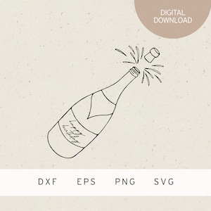 Plotterdatei | Sektflasche | Happy Birthday | SVG | DXF | PNG | Eps | Geburtstag | Party | Feier | Geschenke | Freunde | Familie | Fest