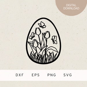 Plotterdatei | Osterei | SVG | DXF | PNG | Eps | Schmetterlinge | Tulpen | Hallo Frühling | Osterhase | Ostern Hase | Blumen Frühlingszeit