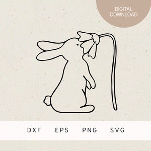 Plotterdatei | Hase riecht an einer Blume | SVG | DXF | PNG | Eps | Ostern  | Frühling | Osterhase | Frühlingszeit | Osterzeit | Blumenwiese
