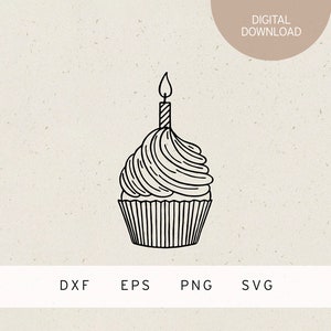 Plotterdatei | Cupcake | Happy Birthday | SVG | DXF | PNG | Eps | Clipart | Geburtstag | Geburtstagskuchen | Party | Kerze | Dekoration