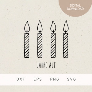 File plotter | Candele | 4 anni | SVG | DXF | PNG | Eps | 4° compleanno | Festa | celebrazione | Compleanno dei bambini | Regali | Amici | Amore