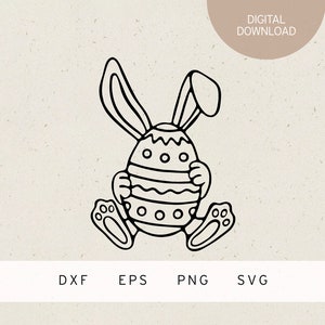 Plotterdatei | Osterhase hält Osterei | SVG | DXF | PNG | Eps | Frühling | Frühlingserwachen | Ostern | Hase | Frühlingszeit | Osterzeit
