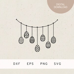 Plotterdatei | Ostereier Girlande | SVG | DXF | PNG | Ai | Eps | Hallo Frühling Frühlingserwachen | Osterhase | Ostersuche Osterei | Ostern