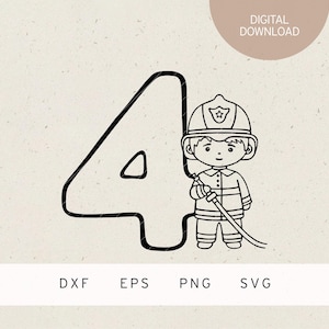 Plotterdatei | 4 | Feuerwehrjunge | SVG | DXF | PNG | Eps | Feuerwehr | Feuerwehrmann | Kindergeburtstag | 4. Geburtstag Einladung Tatütata
