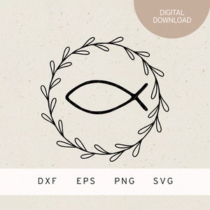 Plotterdatei | Fisch | Kranz | SVG | DXF | PNG | Eps | Kirche | Christentum | Evangelisch Katholisch | Religiös | Jesus | Religion | Glaube