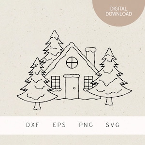Plotter file | Winter house | SVG | DXF | PNG | Eps | Winter | Christmas | Advent | landscape | Christmas tree | Winter wonderland | Forest