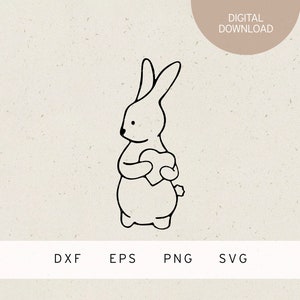 Plotterdatei | Hase mit Herz in den Händen | SVG | DXF | PNG | Eps | Geburtstag | Liebe | Kinder | Baby | Hochzeit | Ehe | Heirat | Geburt