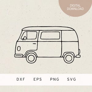 Plotterdatei | Retro Van | Seitenansicht | SVG | DXF | Png | Eps | Fahrzeug | Oldtimer | Verkehr | Reisen Roadtrip | Autoliebhaber Campervan