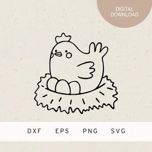 File del plotter | Gallina sul nido | SVG | File PDF | PNG | EPS | Animali | Pasqua | Primavera | Uova di Pasqua | Bambino Neonato | Famiglia | Mamma | Coniglietto pasquale