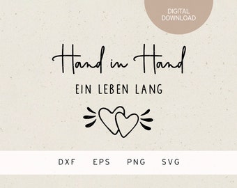 Plotterbestand | Een leven lang hand in hand | SVG | DXF | PNG | Eps | Echtpaar | Huwelijk | Huwelijk | Huwelijkscadeau | Hartliefde | net getrouwd